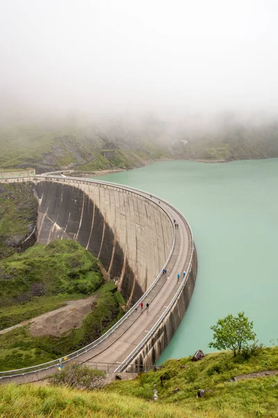 Beeindruckende Staumauer Vom Stausee Mooserboden Bei Kaprung Österreichische Alpen — Stockfoto