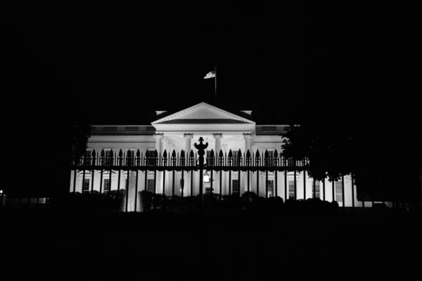 Monochrome Photo White House Washington Night Usa — стоковое фото