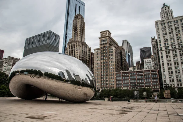 Chicago Usa August 2019 Iconic Millennium Egg Chicago Skyline Usa — 스톡 사진