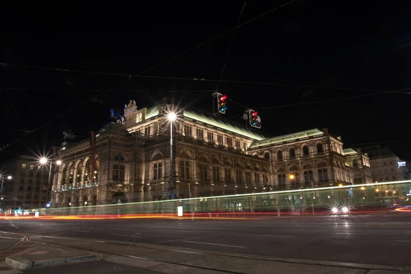 Słynna Opera Wiedeńska Nocy Austria — Zdjęcie stockowe