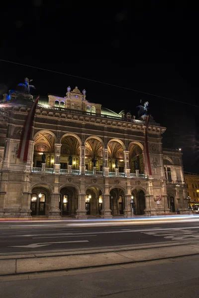 Famosa Ópera Viena Noite Áustria — Fotografia de Stock