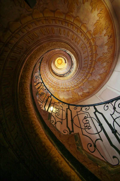 Beautifully Painted Spiral Stairs Melk Monastery Austria — стоковое фото