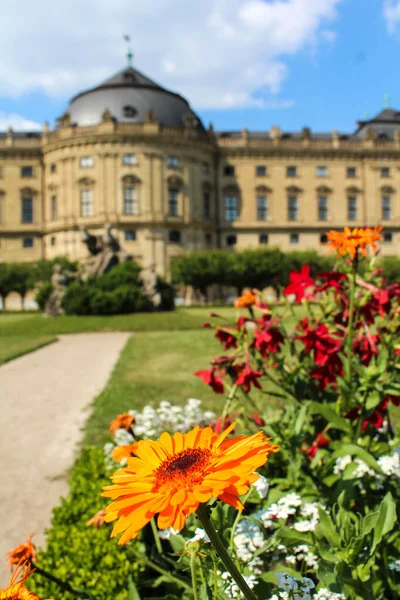 Λουλούδια Στον Κήπο Του Residenz Παλάτι Στο Wuerzburg Στη Βαυαρία — Φωτογραφία Αρχείου