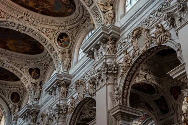 Joliment Décoré Plafond Baroque Cathédrale Passau Bavière Allemagne — Photo