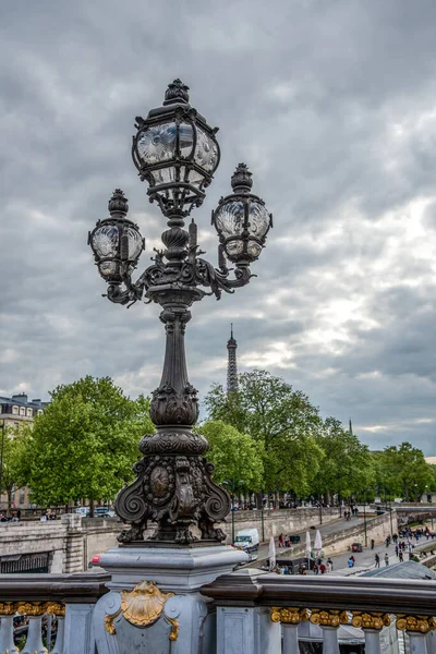 Classicist Street Light Bridge Alexandre Iii Paryż Francja — Zdjęcie stockowe