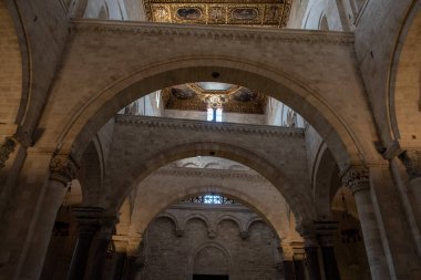 BARI, ITALY - APRIL 29, 2022 - Inside of famous basilica San Nicola in Bari, burial place of Saint Nicholas, Southern Italy