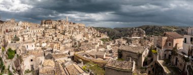 İtalya 'nın ünlü tarihi kent merkezinin manzarası Matera