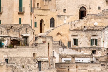 Sassi di Matera, İtalya 'daki tarihi evlerin detayları
