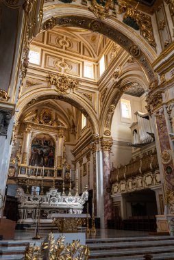 Scenic baroque interior of the Cathedral of Matera, Southern Italy
