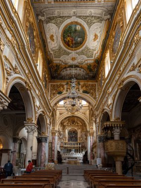 Scenic baroque interior of the Cathedral of Matera, Southern Italy