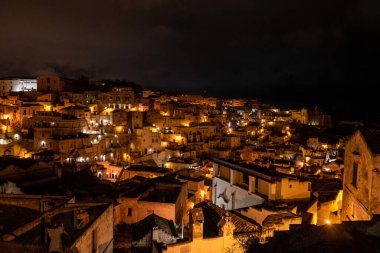 Sassi di Matera 'nın manzaralı gökyüzü, İtalya