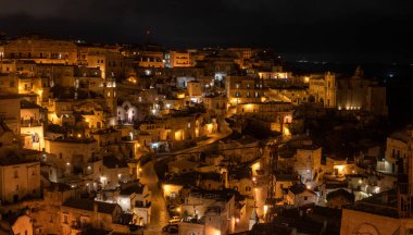 Sassi di Matera 'nın manzaralı gökyüzü, İtalya