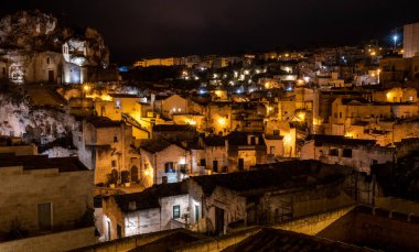 Sassi di Matera 'nın manzaralı gökyüzü, İtalya