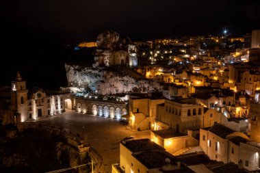 Sassi di Matera 'nın manzaralı gökyüzü, İtalya