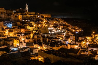 Sassi di Matera 'nın manzaralı gökyüzü, İtalya