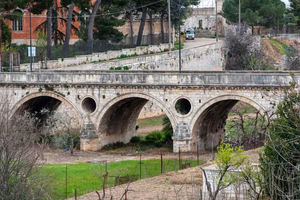 Beautiful Old Bridge Three Arches Downtown Bitonto Southern Italy — Φωτογραφία Αρχείου