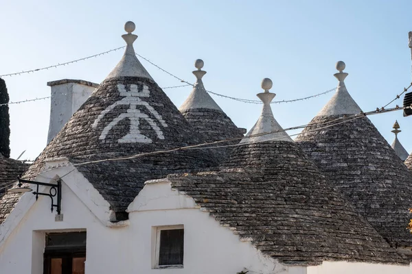 Iconic Residential Houses Historic Trulli District Alberobello Italy — Foto Stock