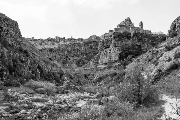 Hiking Canyon Matera Italy —  Fotos de Stock