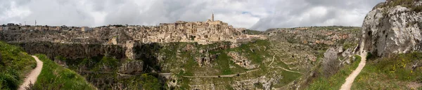 Great Panoramic View Historic Downtown Matera Italy — Foto de Stock