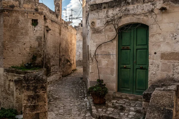 Ancient Medieval Alleyway Somewhere Historic Town Matera Italy — ストック写真