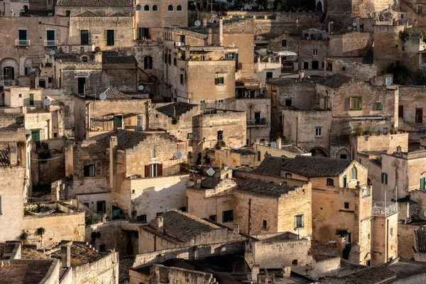 Residential cave houses in historic downtown Matera, Italy