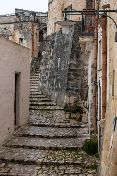 Abandoned Alley Staircase Historic Downtown Matera Italy — ストック写真