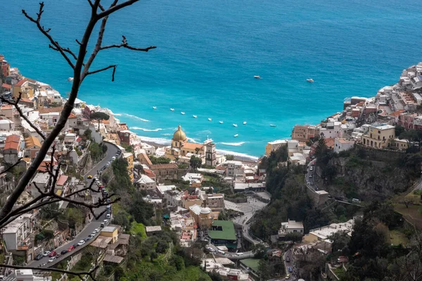 Cityscape Positano Amalfi Coast Church Santa Maria Assunta Southern Italy — Stock fotografie