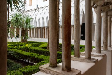 AMALFI, ITALY - APRIL 31 2022 - Peaceful cloister of the St. Andrew cathedral in Amalafi, Southern Italy
