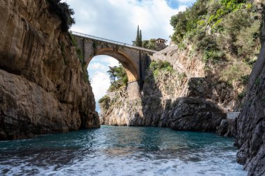 Scenic arch bridge at the Fjord of Fury, Amalfi Coast of Southern Italy