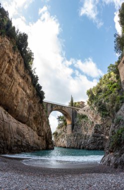 Scenic arch bridge at the Fjord of Fury, Amalfi Coast of Southern Italy clipart