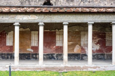 OPLONTIS, ITALY - MAY 03, 2022 - Beautiful facade of the famous Villa Oplontis near Pompeii, Southern Italy