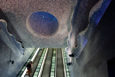 NAPLES, ITALY - MAY 06, 2022 - Modern design of the Toledo metro station in downtown Naples, Italy