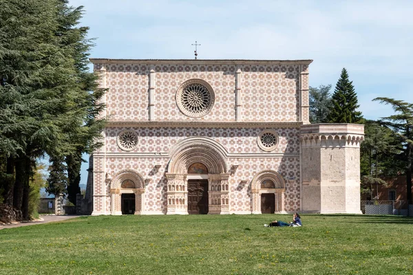 Beautiful Romanesque Portal Basilica Santa Maria Collemaggio Aquila Abruzzo Italy — ストック写真