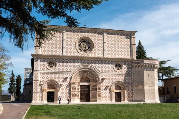 Beautiful Romanesque Portal Basilica Santa Maria Collemaggio Aquila Abruzzo Italy — Stockfoto