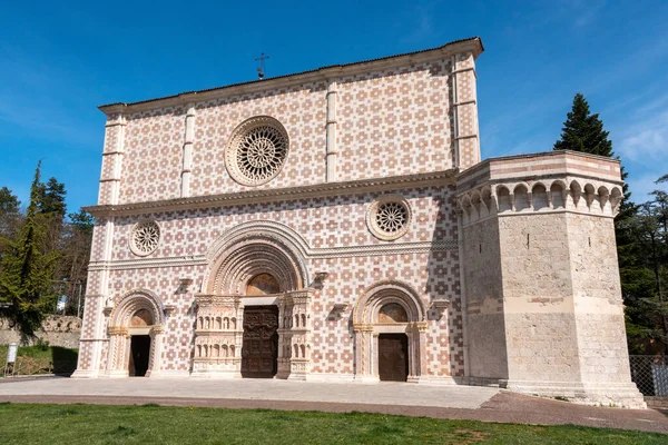 Beautiful Romanesque Portal Basilica Santa Maria Collemaggio Aquila Abruzzo Italy — Stockfoto