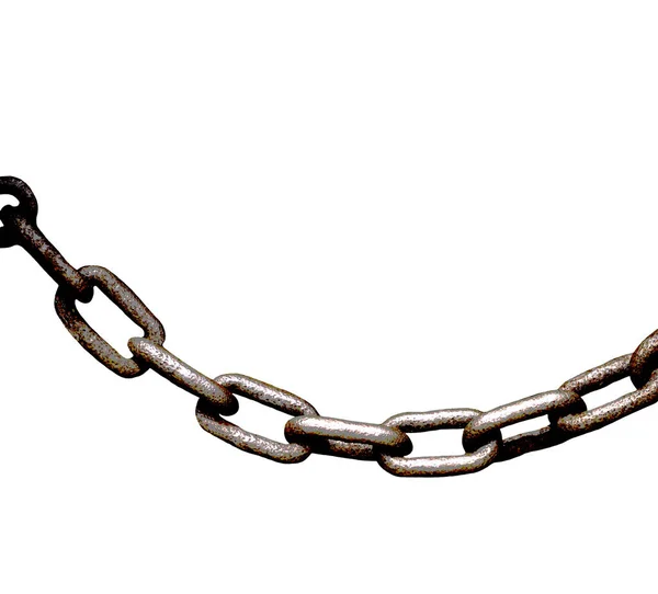 Close Section Large Rusted Metal Chain White Background Digital Illustration — Zdjęcie stockowe