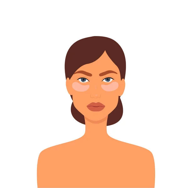 Chica Con Piel Limpia Parches Bajo Los Ojos Procedimientos Belleza — Vector de stock