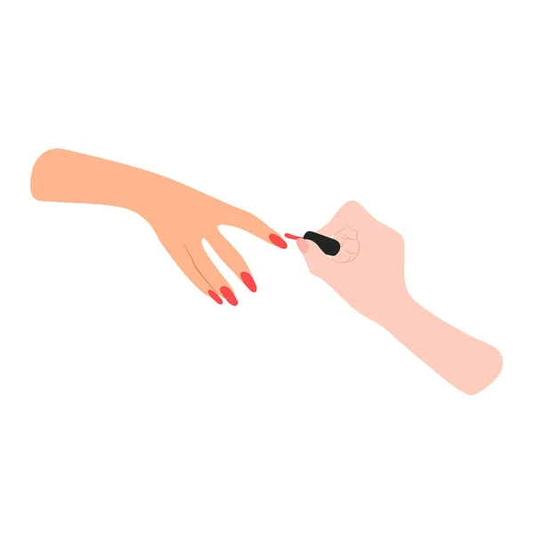 Weibliche Hand Mit Maniküre Lackieren Sie Ihre Nägel Holen Sie — Stockvektor