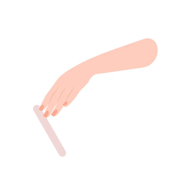 Женская Рука Маникюром Пилы Ногти Процедуры Красоты Уход Ногтями Руками — стоковый вектор