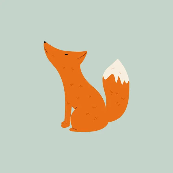 Cute Baby Animal Fox Hand Vector Drawing — Vetor de Stock
