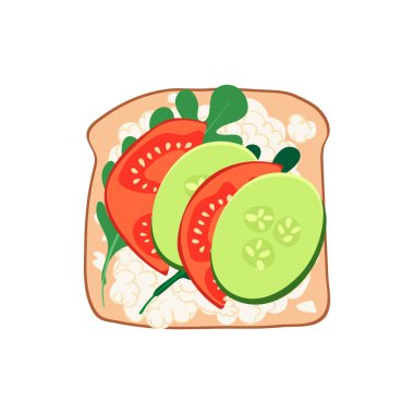 Salatalıklı, domatesli, otlu, süzme peynirli veya krem peynirli tost. Sağlıklı dengeli diyet. Sağlıklı kahvaltı ya da atıştırmalık.