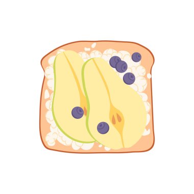 Armut, yabanmersini, süzme peynir ya da krem peynirli tost. Sağlıklı dengeli diyet. Sağlıklı kahvaltı ya da atıştırmalık.