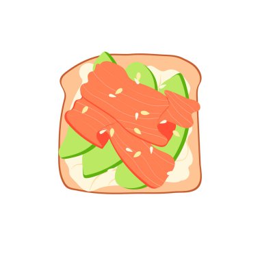 Kırmızı balıklı tost, avokado, krem peynir, susam tohumu. Somonlu sandviç. Sağlıklı dengeli diyet. Sağlıklı kahvaltı ya da atıştırmalık.