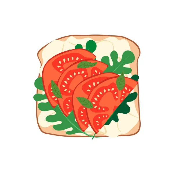 Toast Fromage Crème Tomates Herbes Roquette Une Alimentation Saine Équilibrée — Image vectorielle