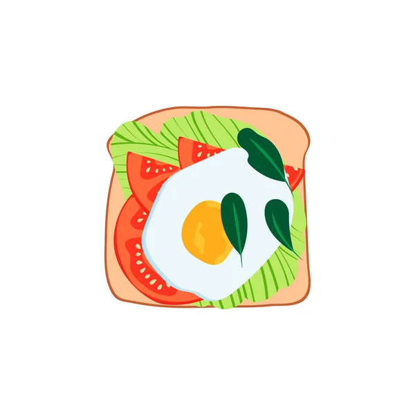 Toast Jajkiem Awokado Pomidorami Ziołami Zdrowa Zrównoważona Dieta Zdrowe Śniadanie — Wektor stockowy