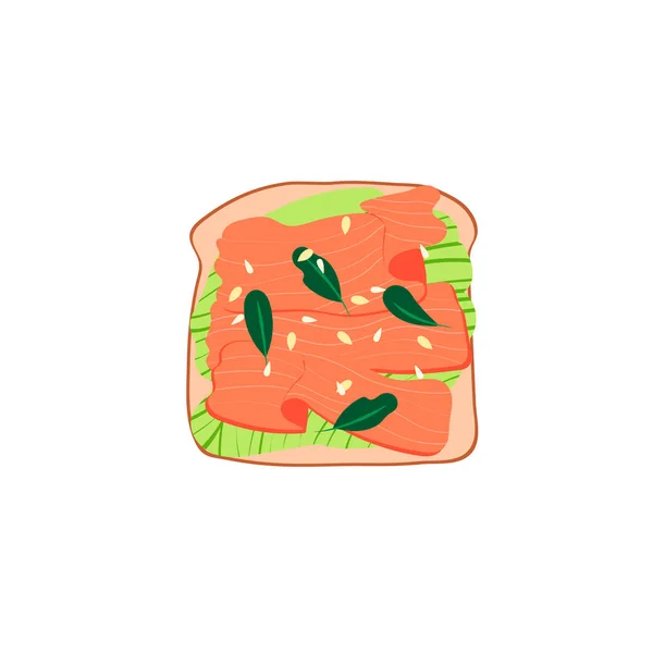 Тости Червоною Рибою Авокадо Травами Бутерброд Лосося Здорове Збалансоване Харчування — стоковий вектор