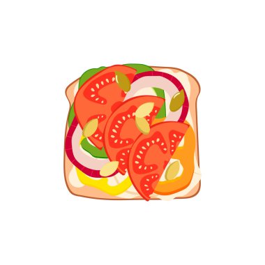 Biberli tost, domates, soğan, kabak çekirdeği, zeytin, süzme peynir veya krem peynir. Sağlıklı dengeli diyet. Sağlıklı kahvaltı ya da atıştırmalık. Keto diyeti.