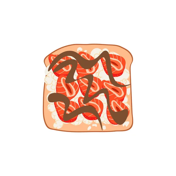 Toast Aux Fraises Fromage Cottage Pâte Chocolat Une Alimentation Saine — Image vectorielle