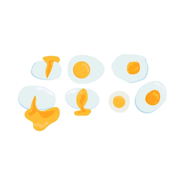 Eggs Set Boiled Fried Eggs Poached Eggs Elements Food Ingredients — Stock Vector