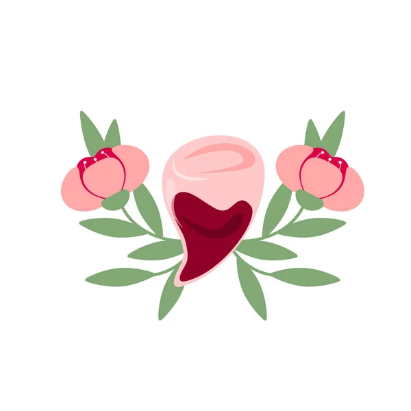 Conceito Copo Menstrual Com Uma Composição Flores Folhas Item Higiene — Vetor de Stock